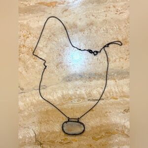 Diamond and Moonstone Pendant Necklace Gunmetal Chain
